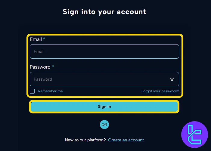 The Ment Funding login page in order to access your created account