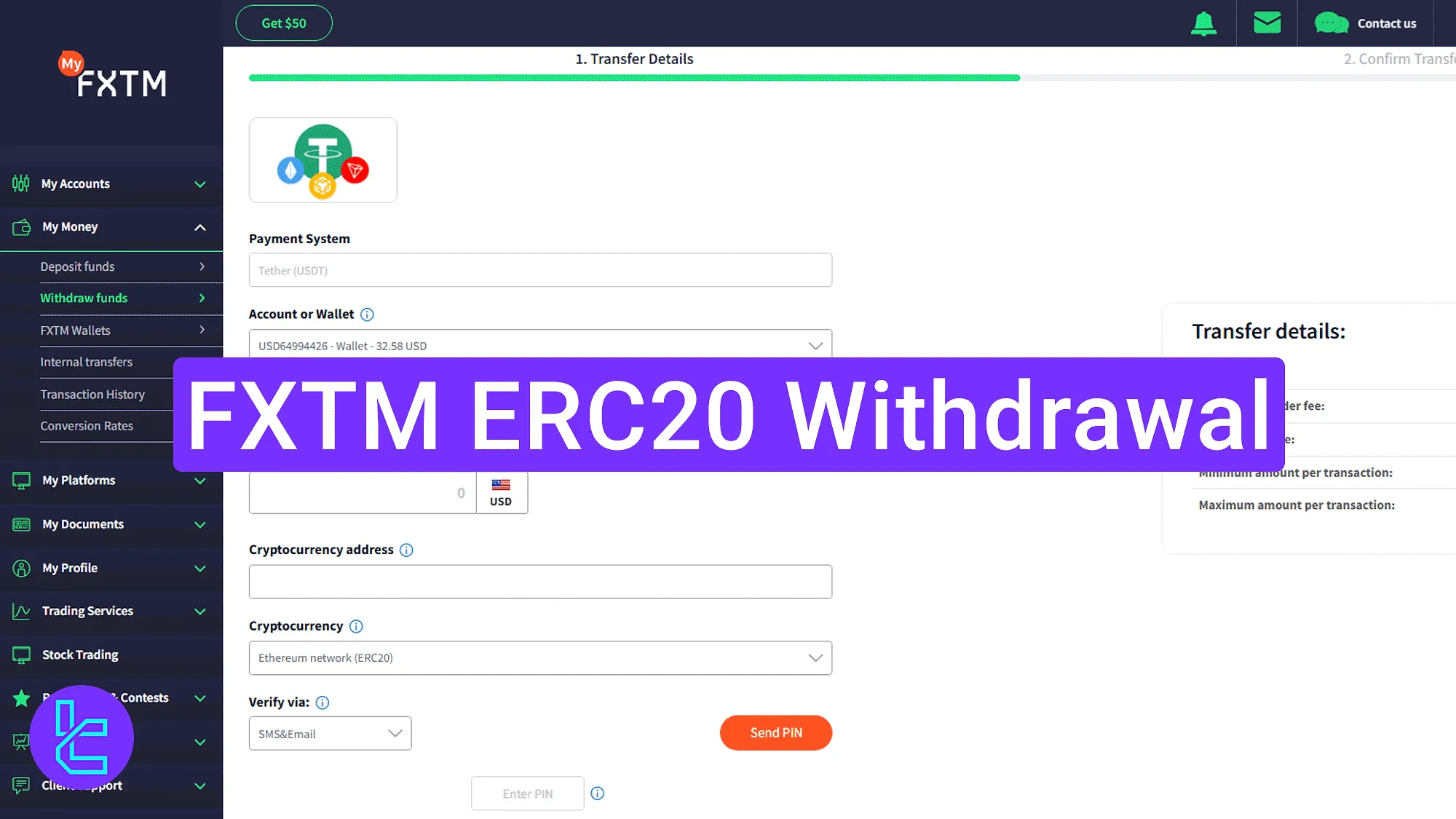 FXTM USDT ERC20 payout procedure guide