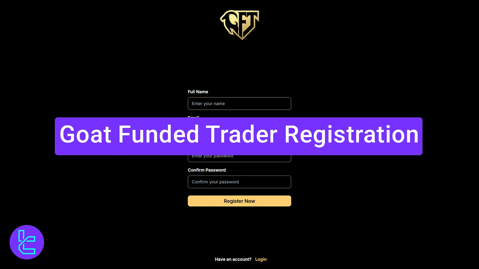 Account setup process for the Goat Funded Trader prop firm