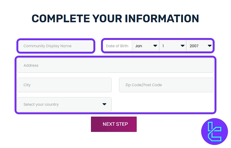 additional personal information form completion during OneUp Trader account setup
