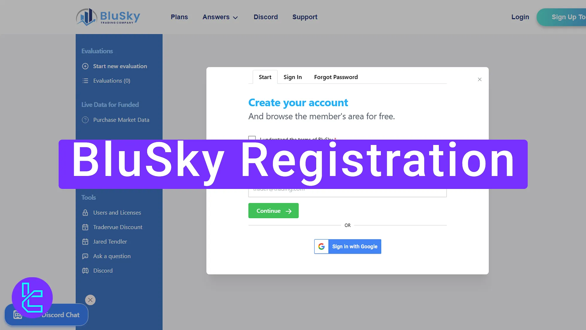 BluSky sign-up tutorial for new users