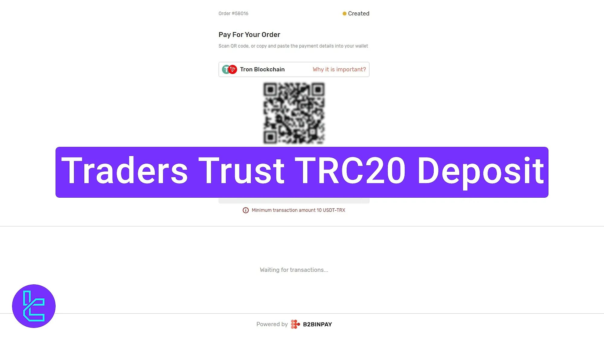 Traders Trust TRC20 Deposit 2026 – $50 Minimum Payment