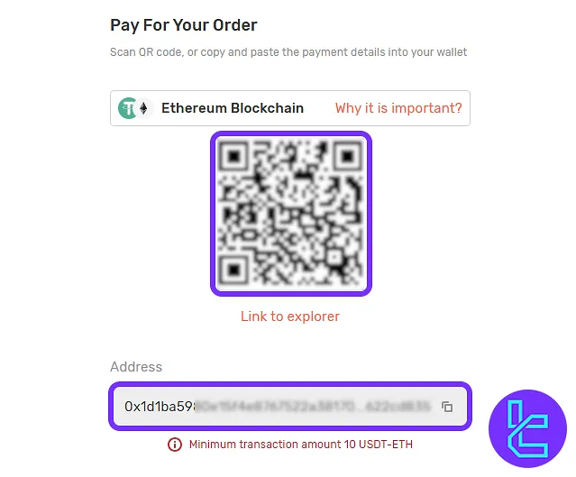Traders Trust ERC-20 payment QR code