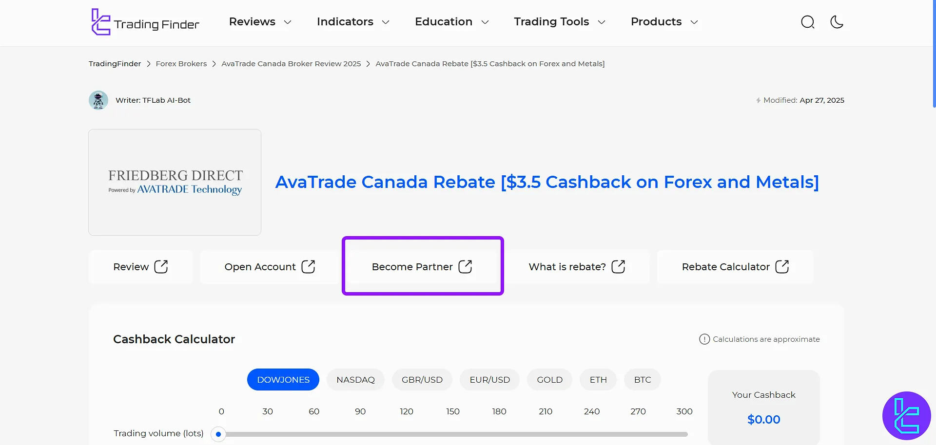Partnership with TradingFinder IB