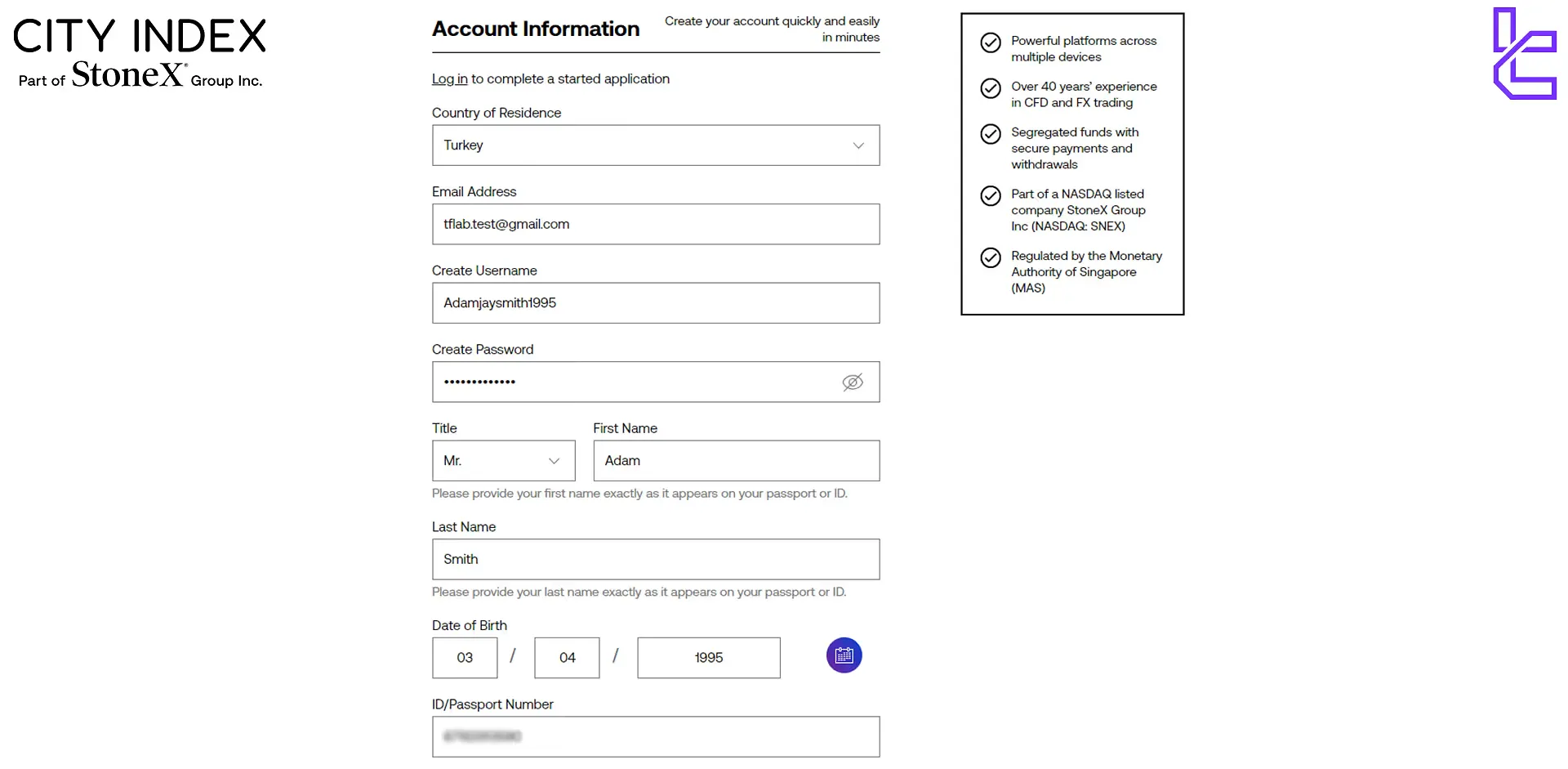 City Index registration