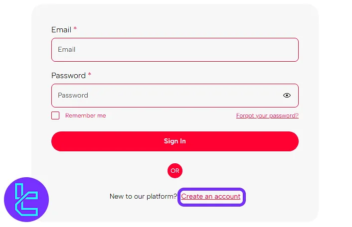 visiting the Fuze Traders site and accessing the account setup options