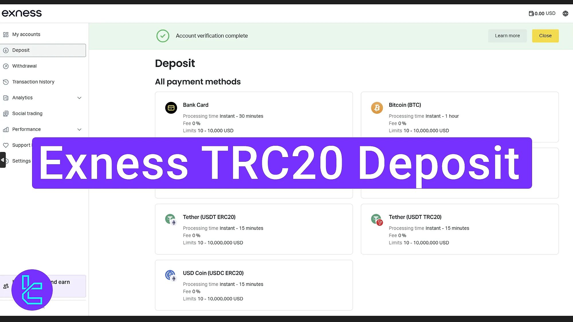Exness TRC20 Deposit 2026 – Top Up USDT in 15 Minutes