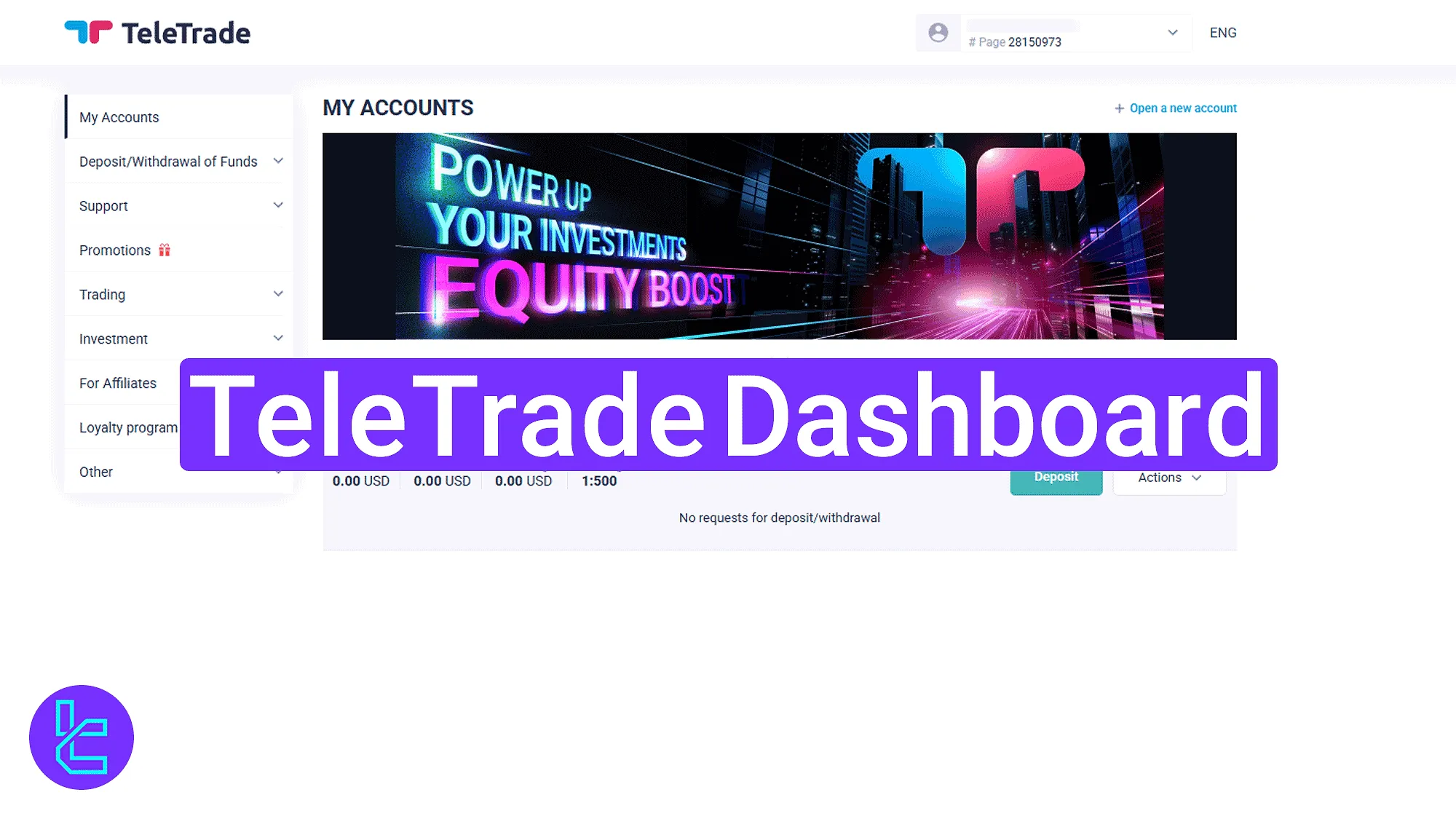 TeleTrade trading cabin interface overview