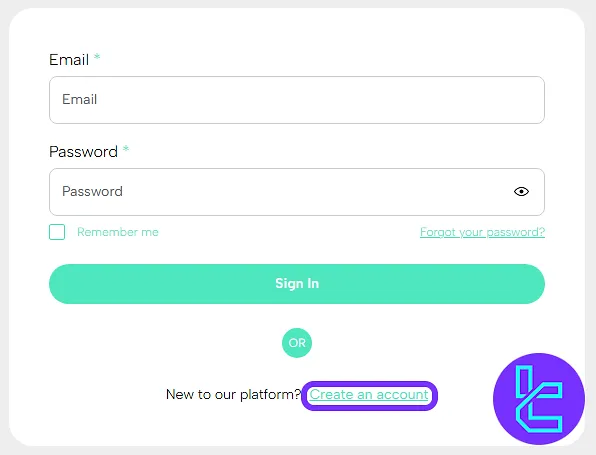 Nordic Funder login screen with sign-up option