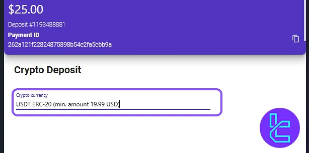 ERC-20 and USDT selection for HYCM ERC-20 top-up