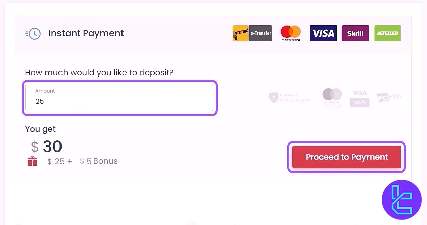 HYCM ERC20 transfer fund with the amount and bonus