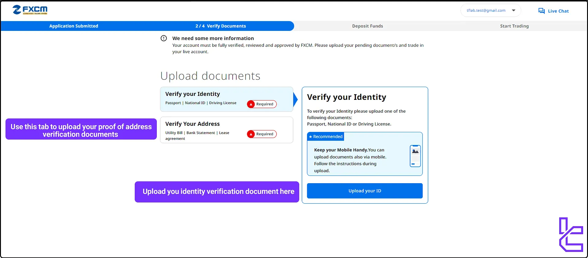 FXCM account verification