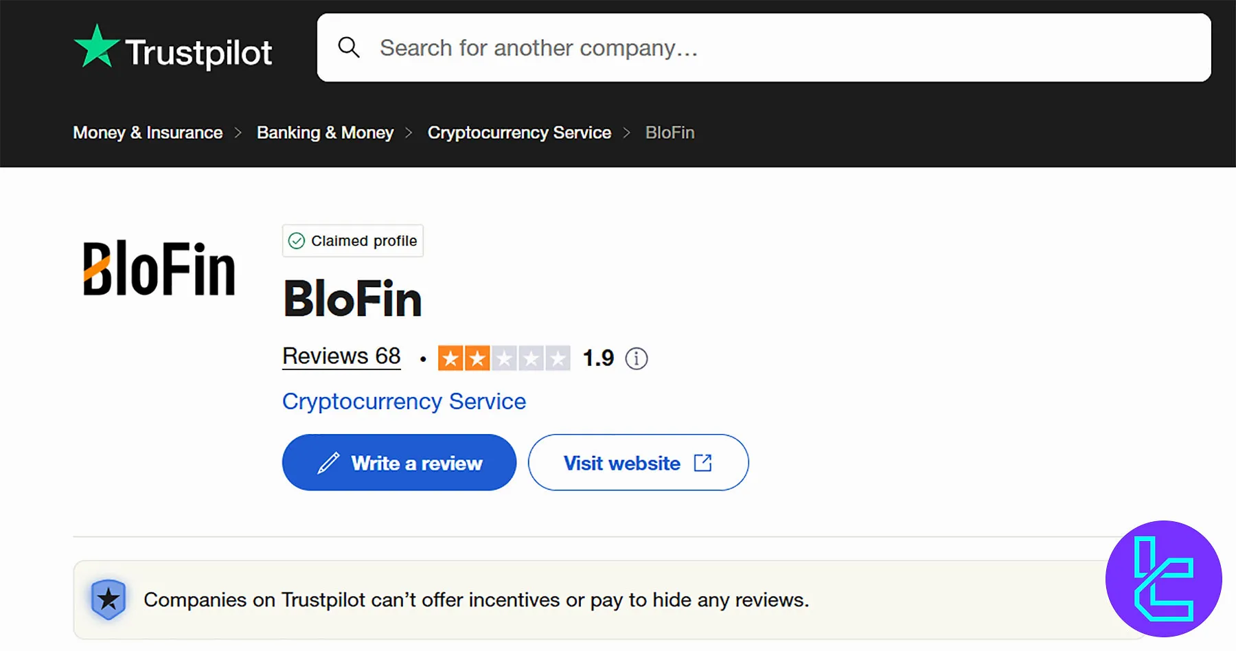 BloFin Trustpilot