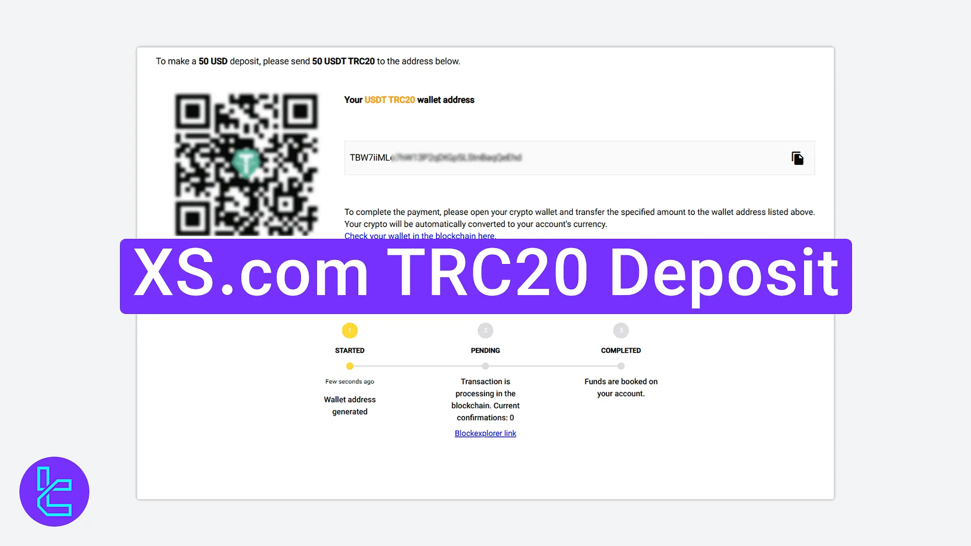Secure XS.com TRC20 funding process