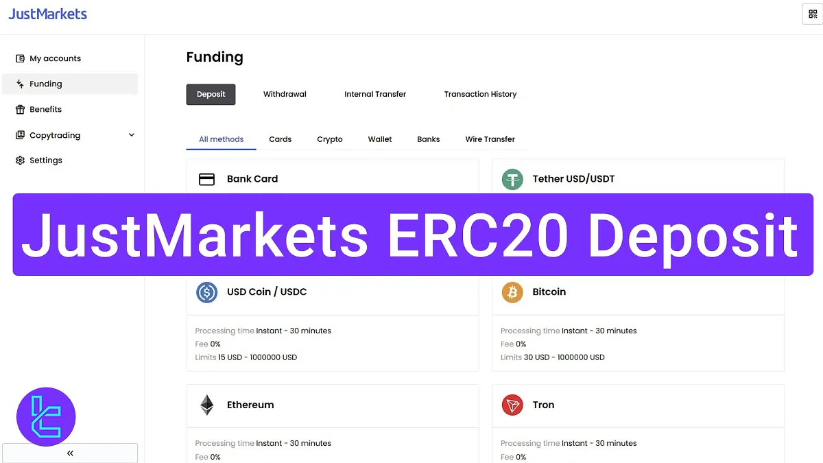 JustMarkets ERC20 Deposit 2025 [Minimum Payment $10]