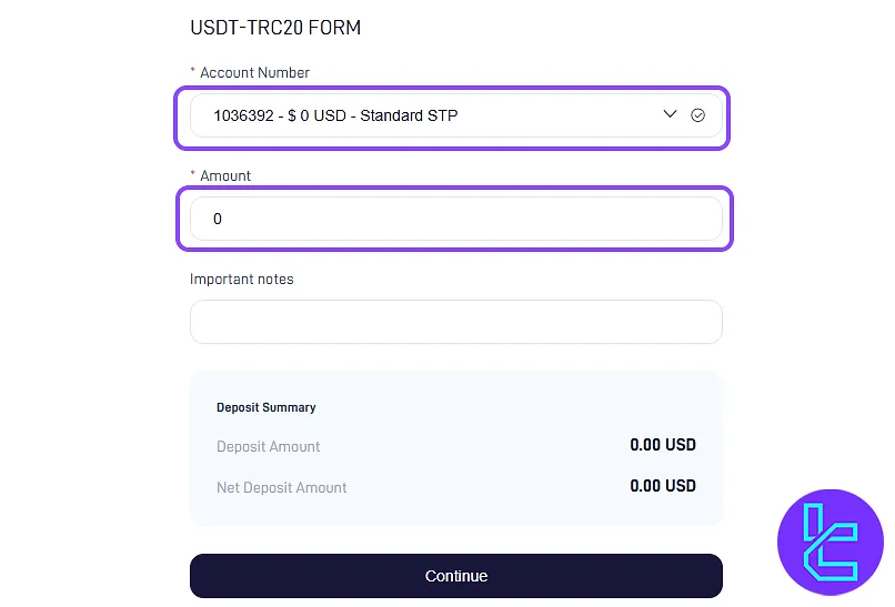 STARTRADER TRC20 pay-in details