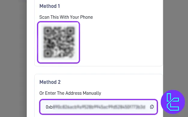 STARTRADER ERC20 payment address scan QR code