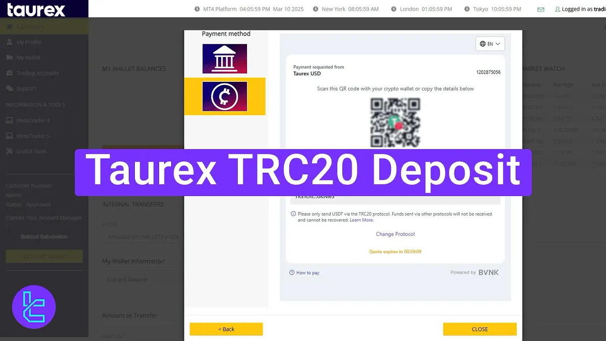 Taurex TRC20 Deposit 2025 [3-Step Instant Funding]