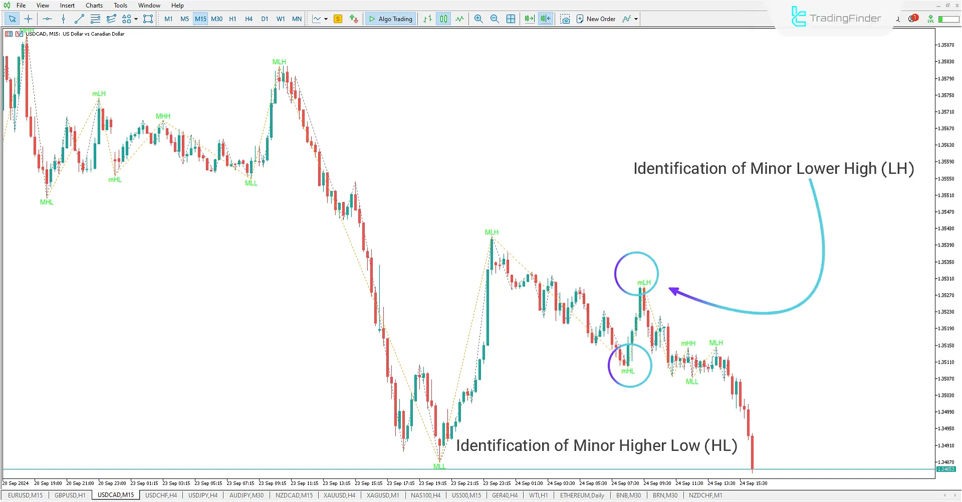 ZigZag with Labels indicator for Meta Trader 5 Download - Free - [Trading Finder] 2