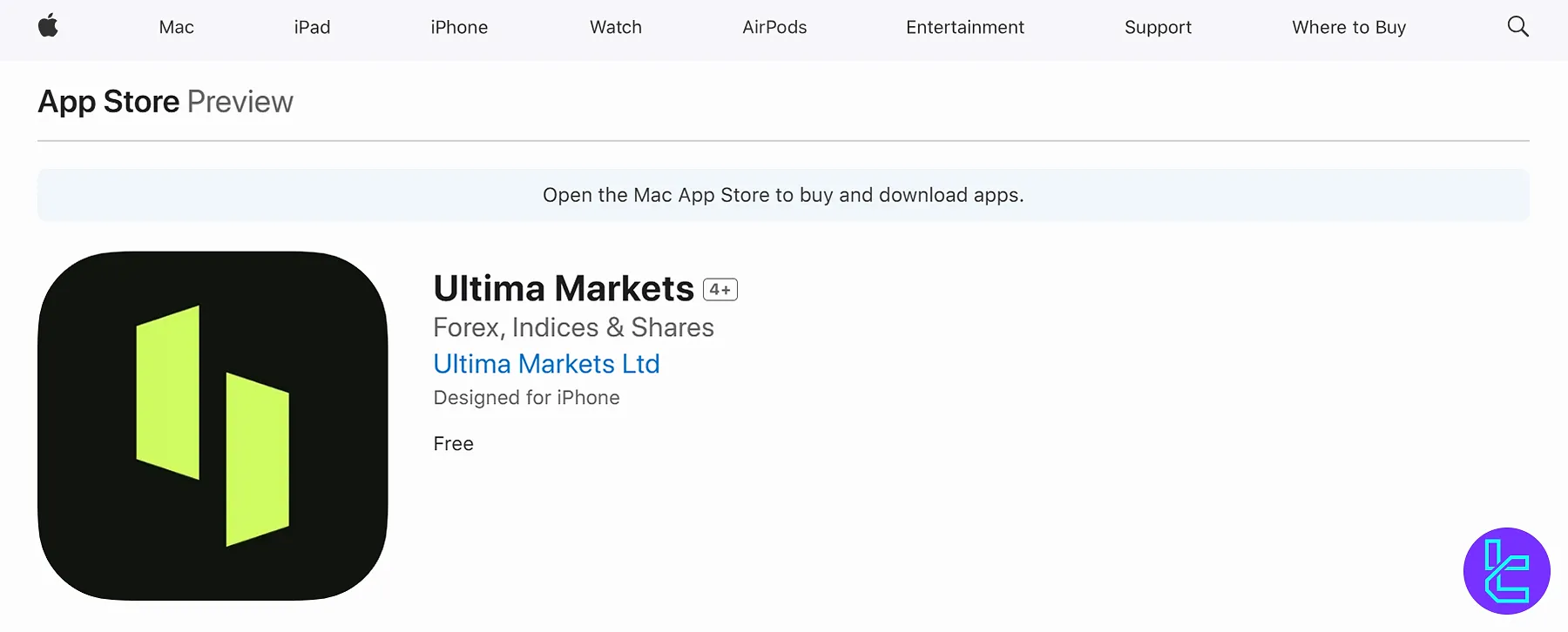 Ultima Markets app on the app store