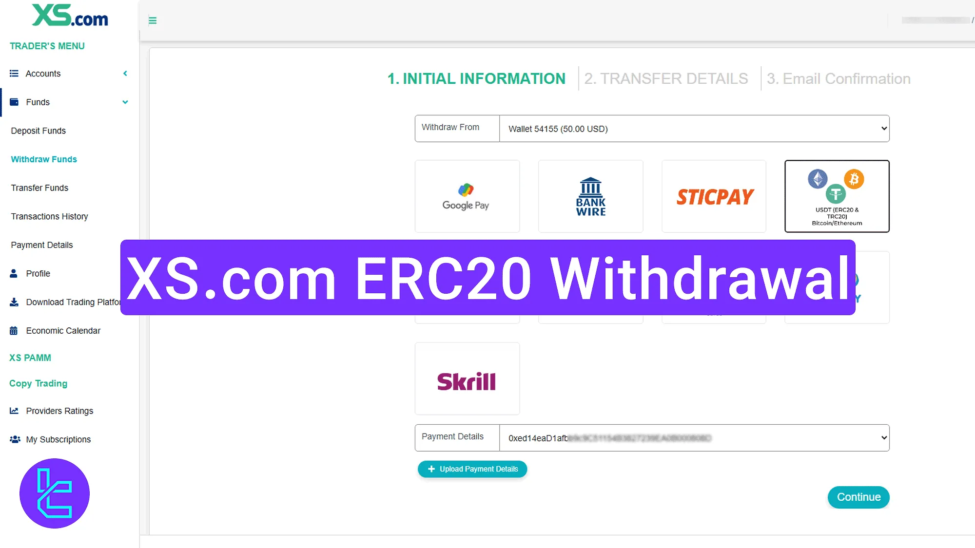 XS.com ERC20 Withdrawal 2025 [Min and Max Amount $10 & $250,000]