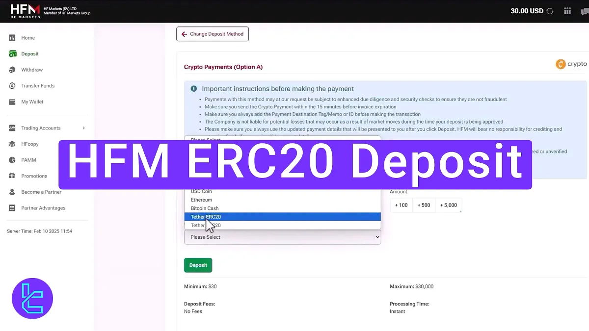 HFM ERC20 Deposit 2025 [4-step Process using USDT on Ethereum Network]