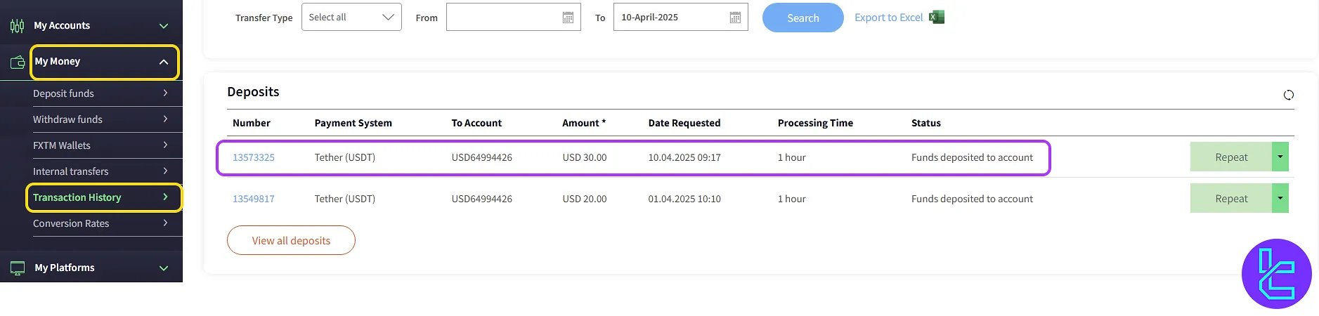 FXTM ERC20 funding progress