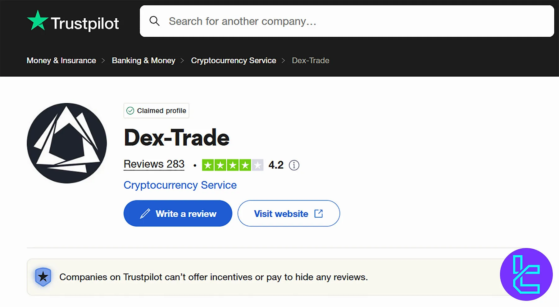 Dex-Trade Trustpilot