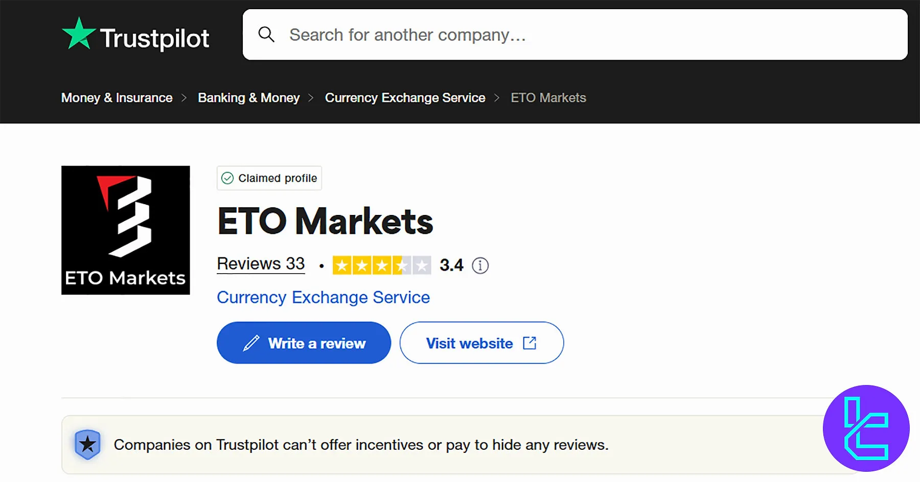 ETO Markets Trustpilot