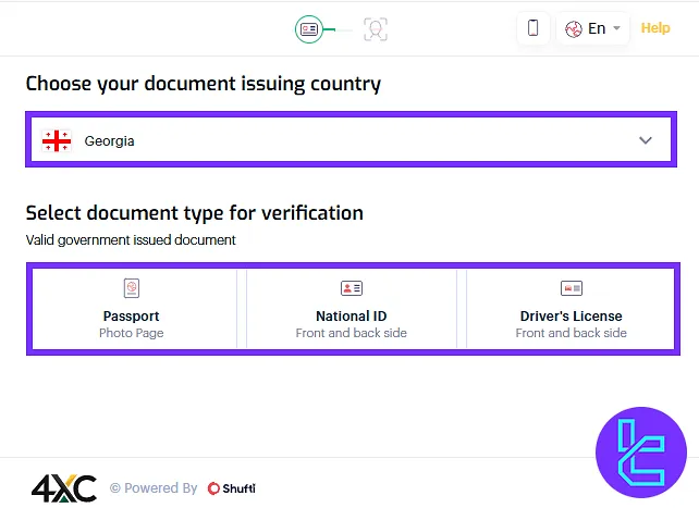 4XC identity confirmation document selection