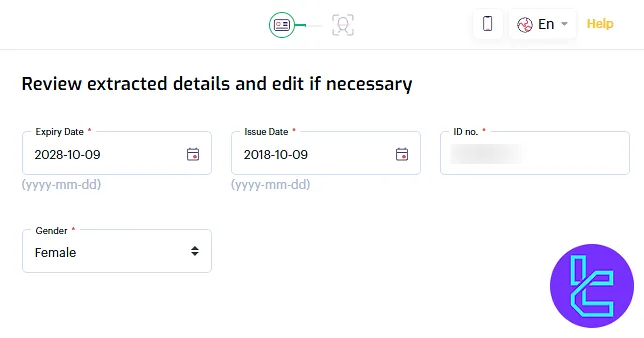4XC authentication document details entry including expiry, issue date, and personal data
