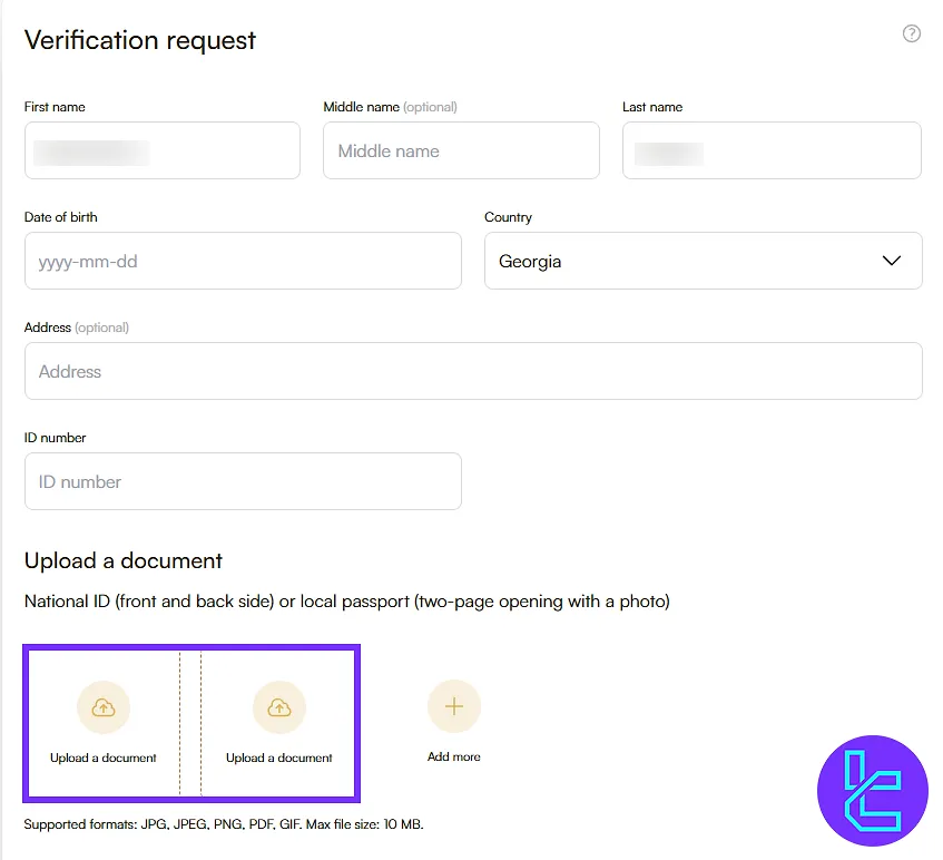 Entering details and uploading documents for Headway identity check