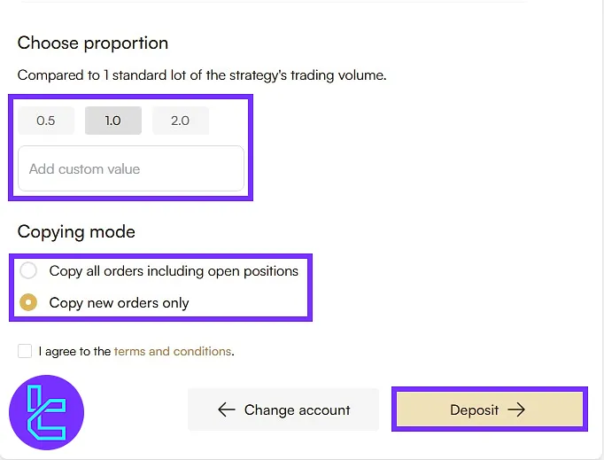 Adjusting trade volume and risk preferences for mirror trading in the Headway broker