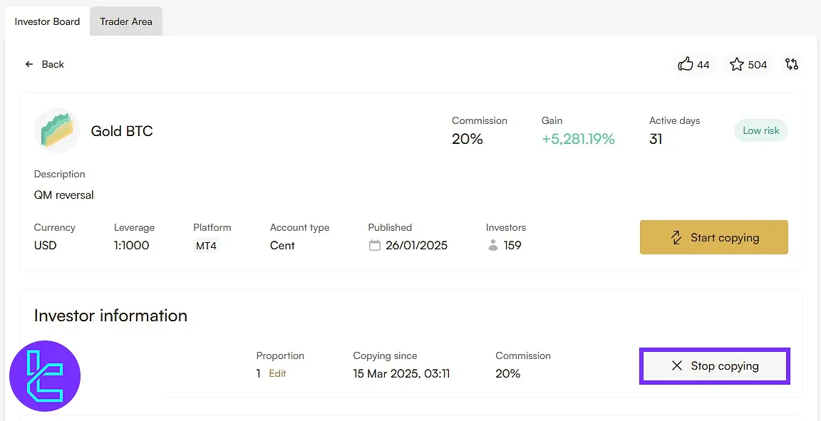 Disabling auto-copy from the strategy dashboard in the Headway social trading system