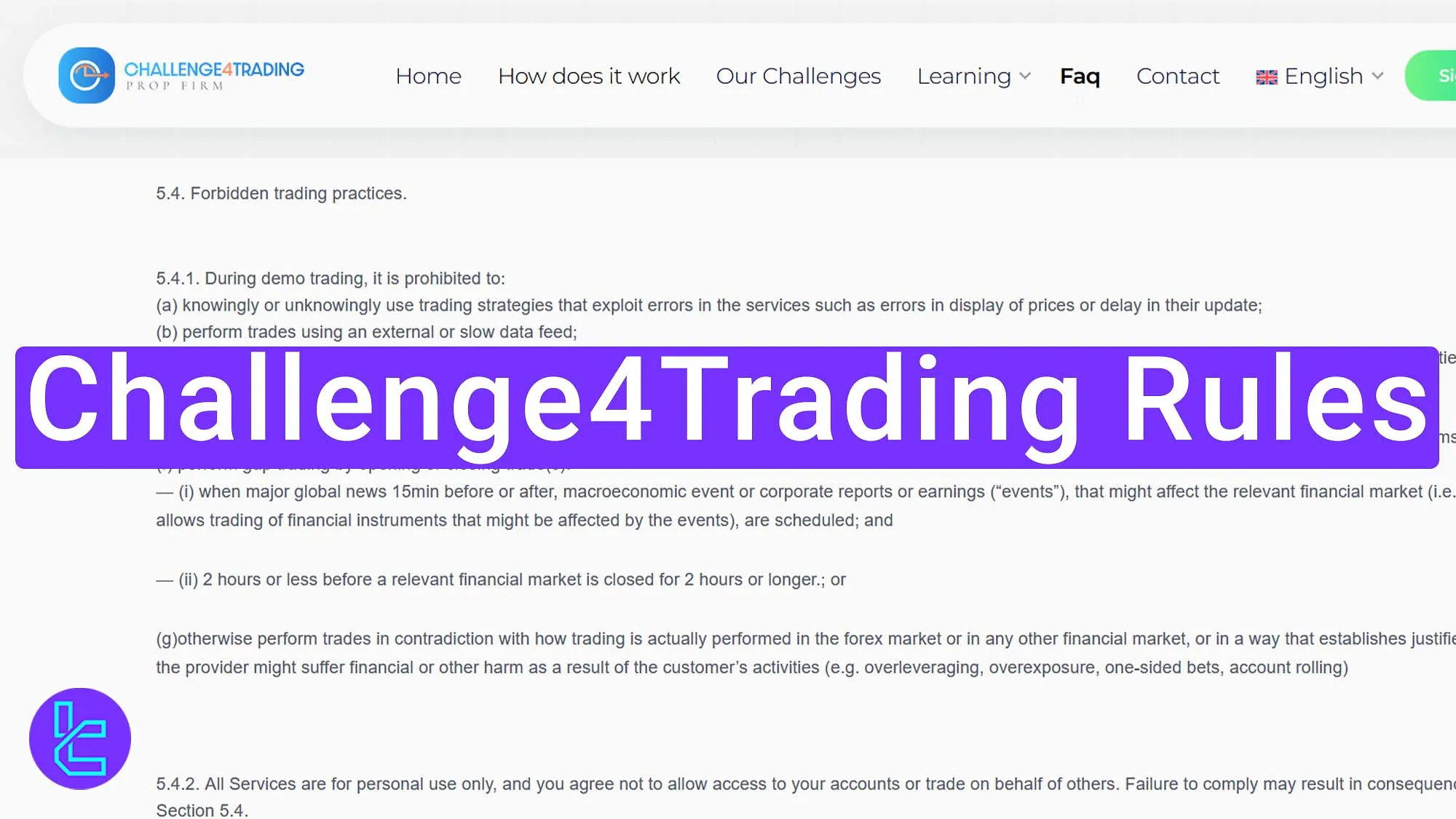 Challenge4Trading Rules - News Trading Disallowed [15 Minutes B/A] 