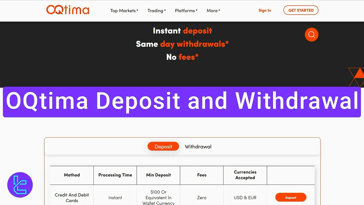 OQtima Deposit and Withdrawal - Crypto & E-wallets [8 options] in 2025