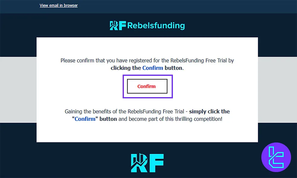 RebelsFunding Confirmation Email for Registration
