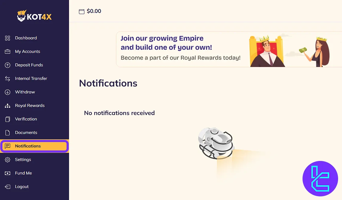 KOT4X dashboard notification panel overview