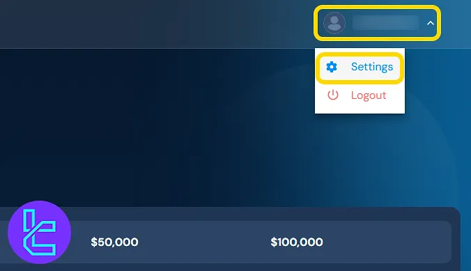 Breakout KYC using the "Settings" menu from avatar dropdown