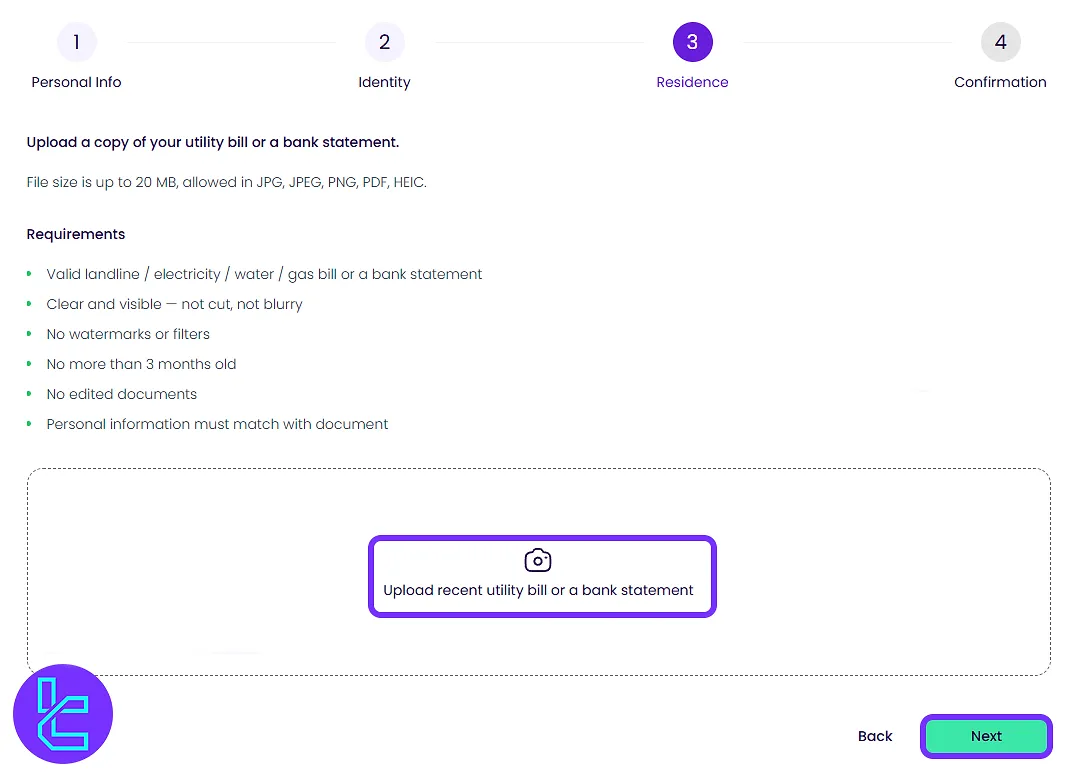 Uploading POA document during The Trading Pit KYC process