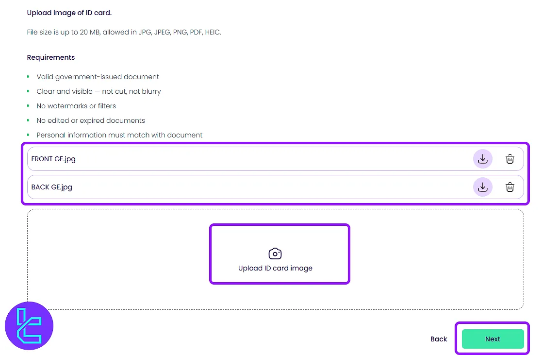 Uploading POI for the KYC confirmation on The Trading Pit