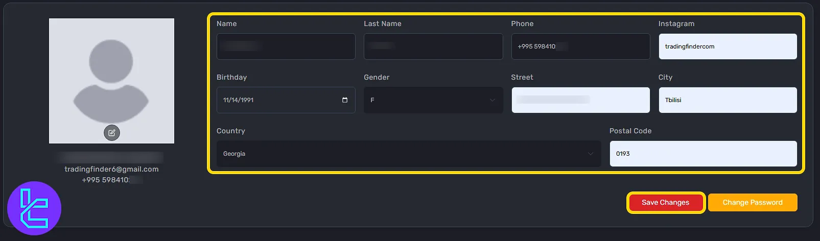 Filling personal details before the KYC on the Be Funding