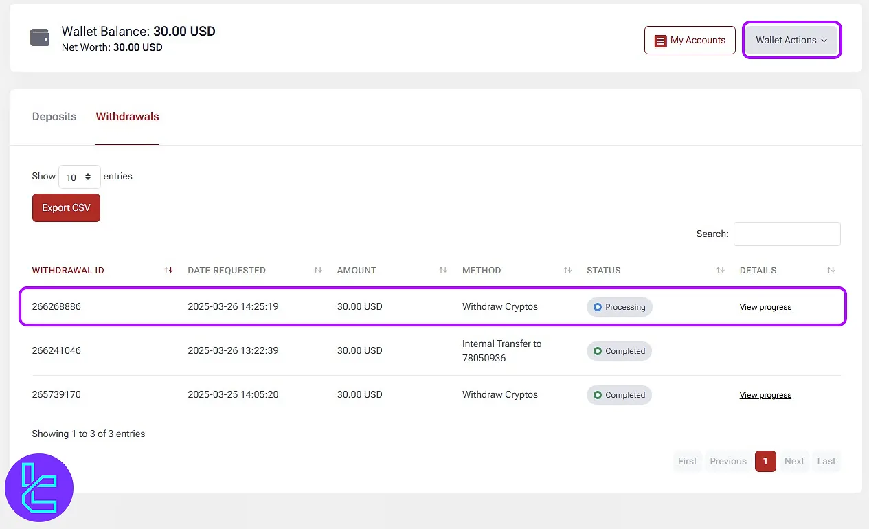 HFM ERC20 fund transfer Wallet Finances