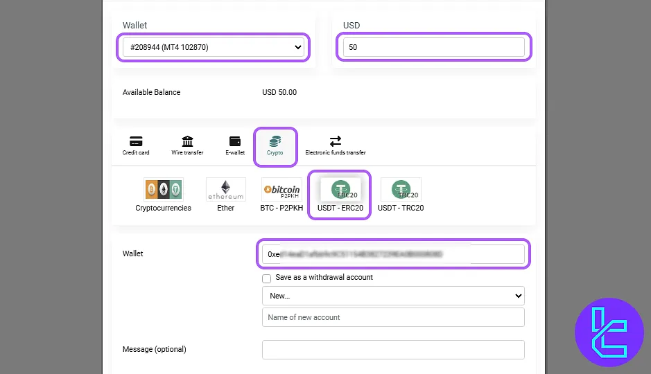 4XC ERC20 transfer out information