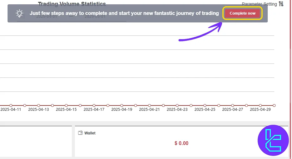 CWG Markets approval with "Complete Now" button