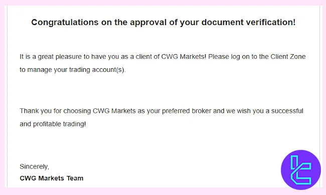 CWG Markets KYC completed