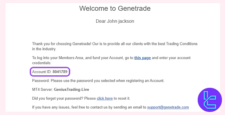 GeneTrade set up access to the dashboard