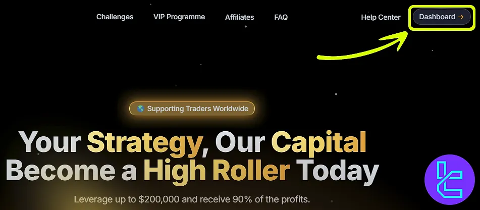 Click Open an Account and use dashboard for High Roller Funding account creation