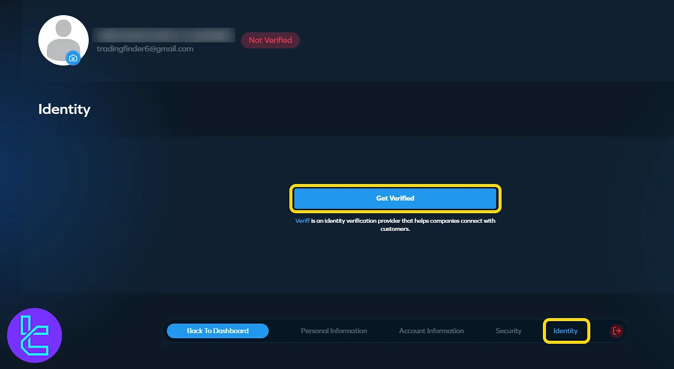Accessing the KYC section in the Optimal Traders profile menu