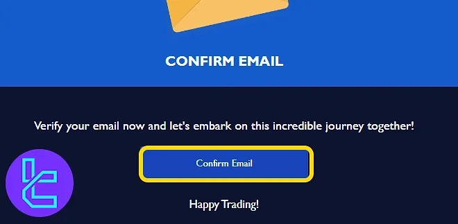 Direct Funded Trader email verification step in the sign-up process